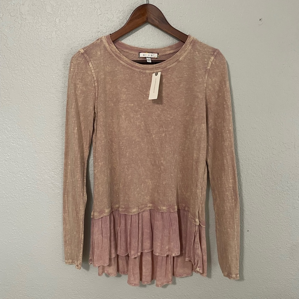 Anthropologie Eri + Ali Long Sleeve Ruffle Top